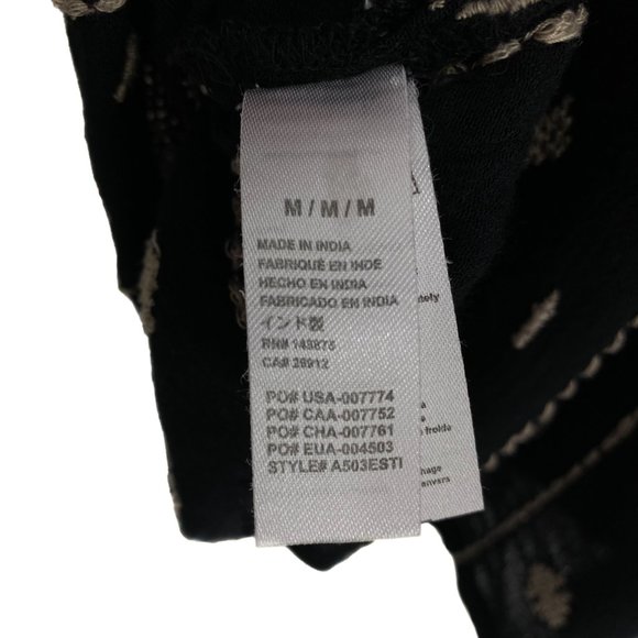 AMUSE SOCIETY Black Cream Embroidered Keyhole Long Sleeve Blouse Size M - Picture 14 of 15